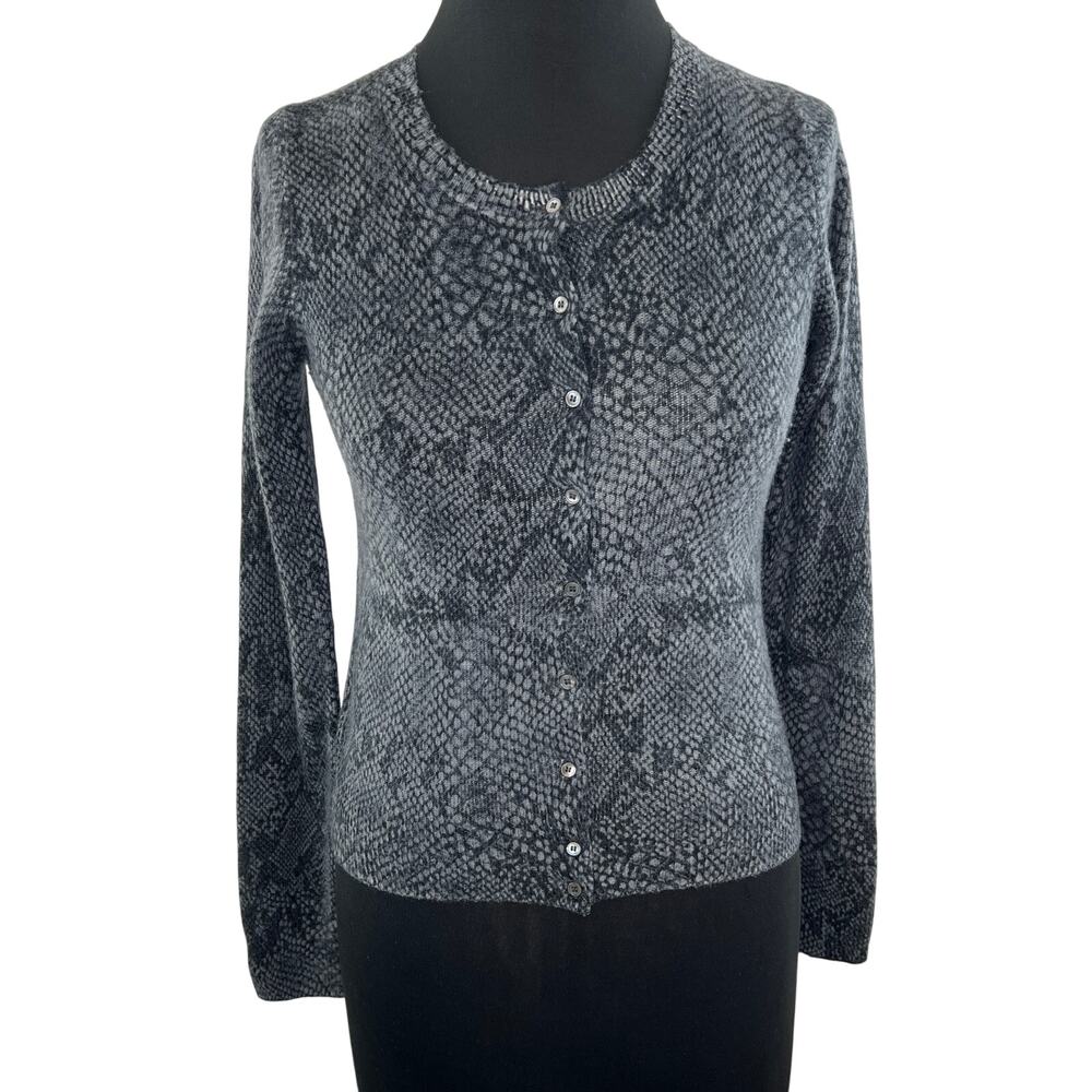 ARITZIA T. Babaton Merino Wool Cashmere Gray Python Snake Cardigan Sweater S